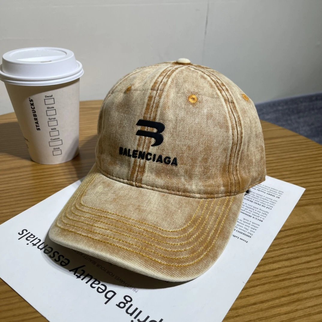 Balenciaga Hats Distressed Embroidered Baseball Cap — 17-3