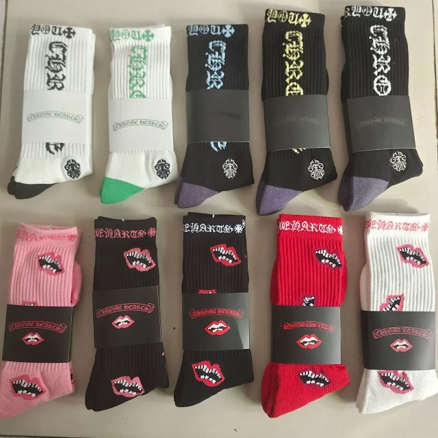 Chrome Hearts Socks Ribbed Crew with Gothic Lettering and Cross Motifs product detail image 1