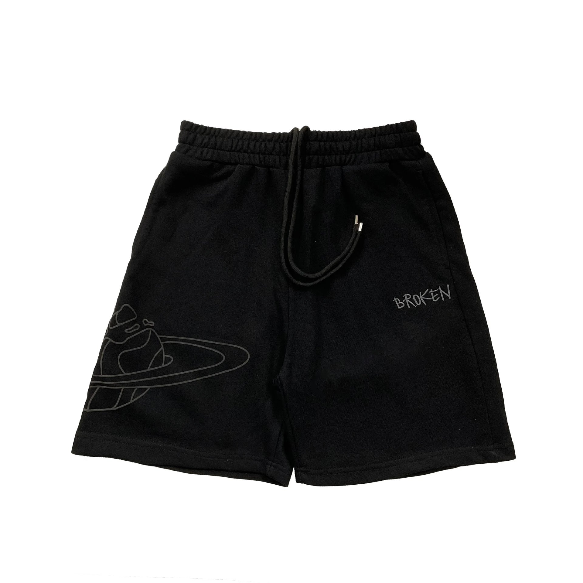 Broken Planet Shorts Graphic and plaid — 8283 Black black label