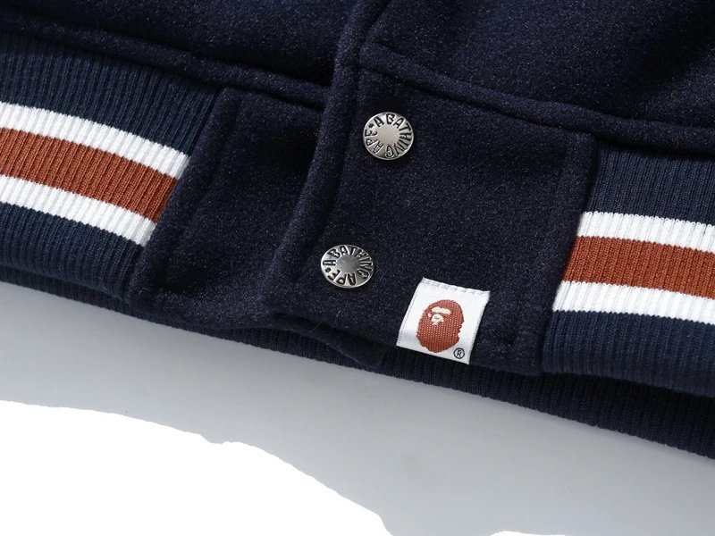 A Bathing Ape World Gone Mad 1993 Varsity Jacket Burgundy Outerwear - 6