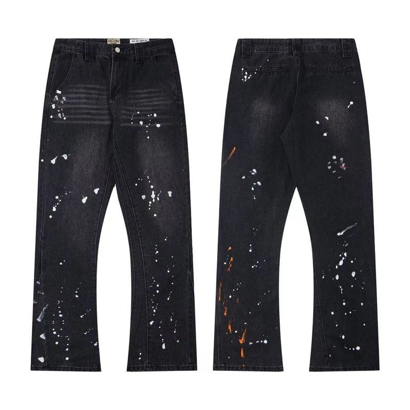 Unbranded Jeans Wide-leg distressed patchwork — G531 black