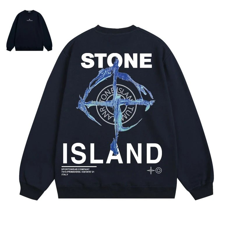 Stone Island Hoodies & Sweatshirts Graphic Crewneck Sweatshirt — 605 Navy (velvet)