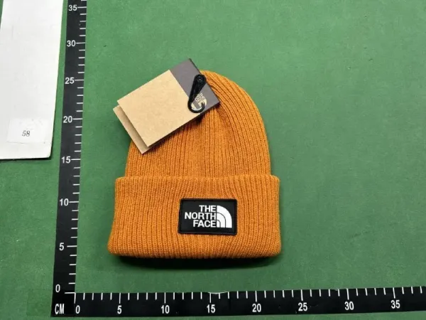 The North Face Logo Beanie Beige Knit Hat - 4