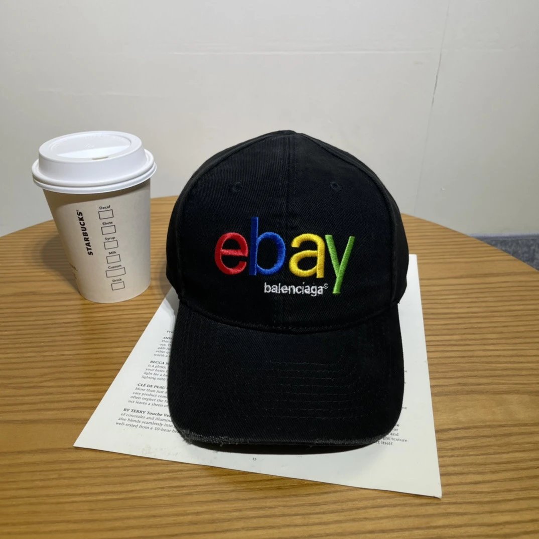 Balenciaga Hats Distressed Embroidered Baseball Cap — 18