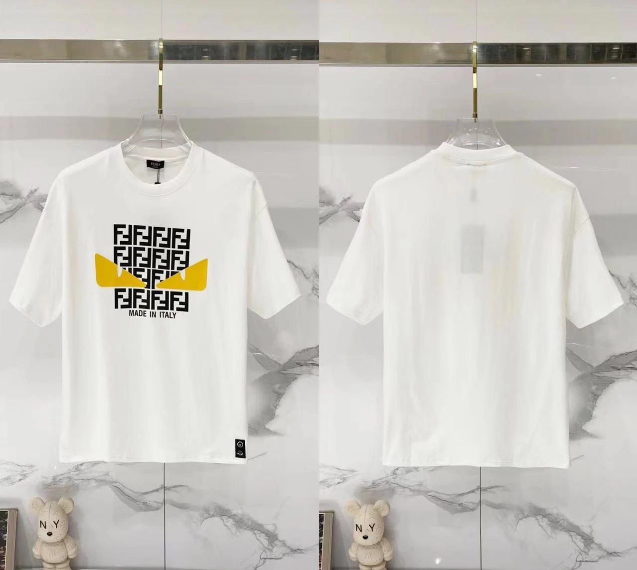 Fendi T-Shirts Loose-fit crew-neck short-sleeve T-shirt — F 015 Printed white
