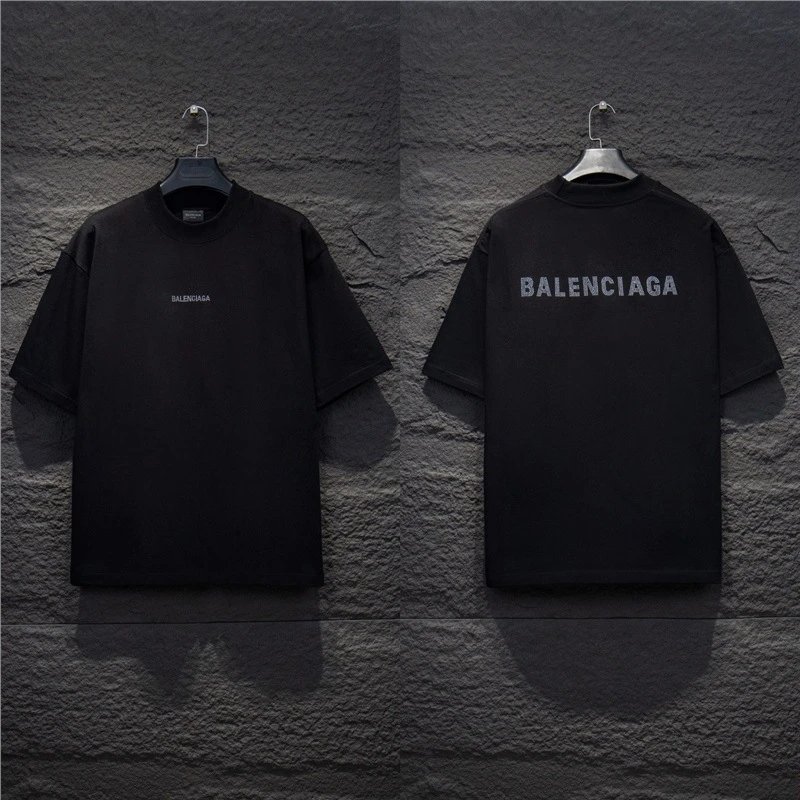 Balenciaga T-Shirts Logo Graphic Oversized Short-Sleeve T-Shirt — 5182 Black