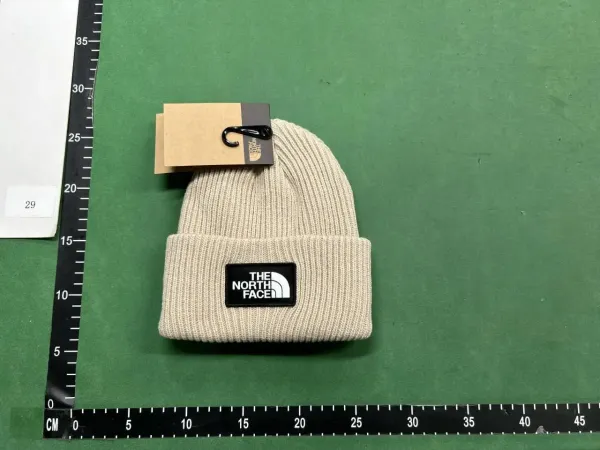 The North Face Logo Beanie Beige Knit Hat - 6