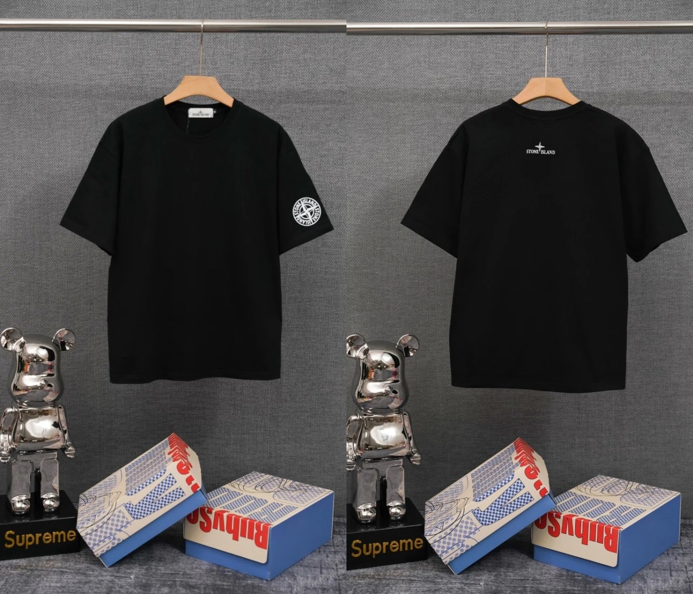 Stone Island T-Shirts Compass Graphic Short-Sleeve T-Shirt — SD 15 Black
