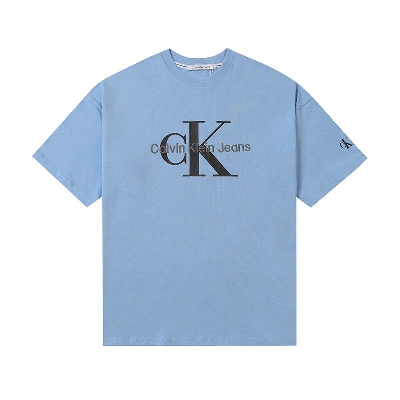 Calvin Klein T-Shirts Logo-print crew-neck short-sleeve — 510 blue