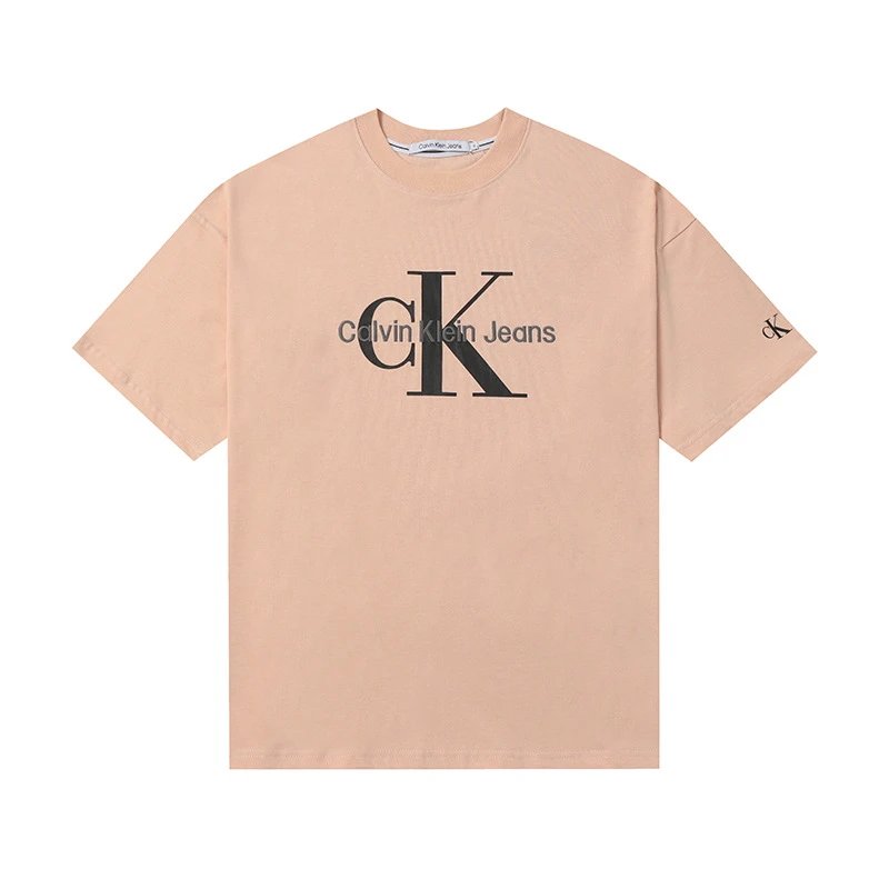 Calvin Klein T-Shirts Logo-print crew-neck short-sleeve — 510 powder