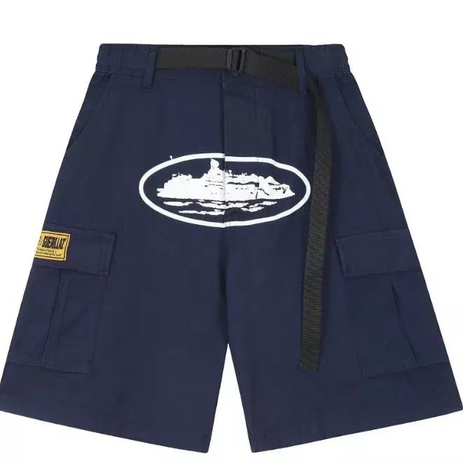GuerillaZ Cargo Shorts Navy with Ship Graphic