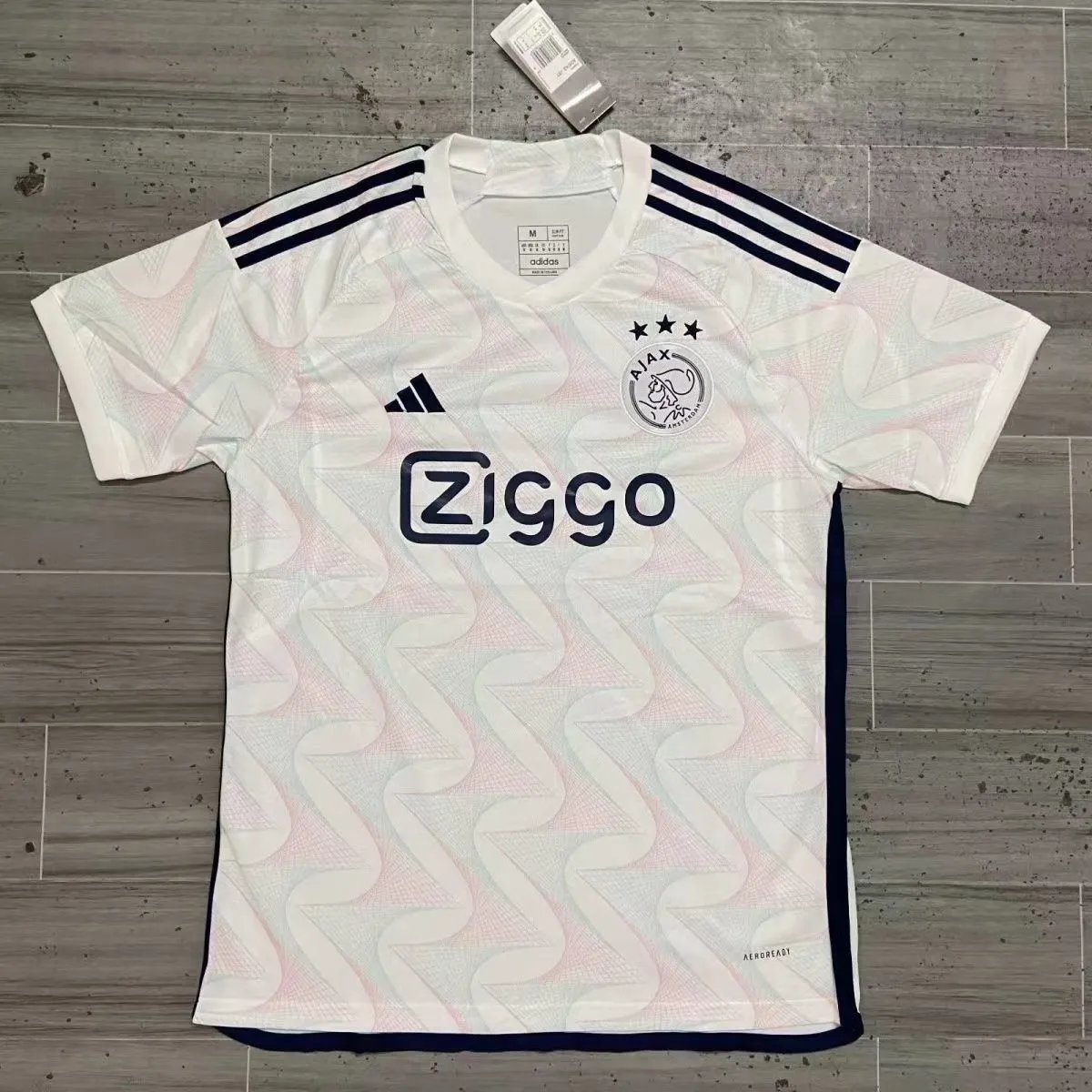 Adidas Ajax White Away Soccer Jersey Ziggo Unisex Shirt