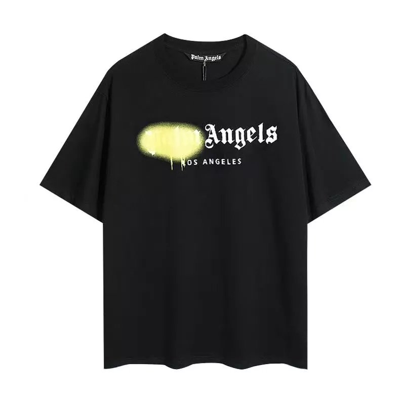 Palm Angels Black Spray Logo Cotton T-Shirt