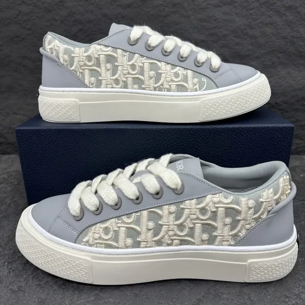Dior B23 Oblique Low-Top Sneakers Gray - 1