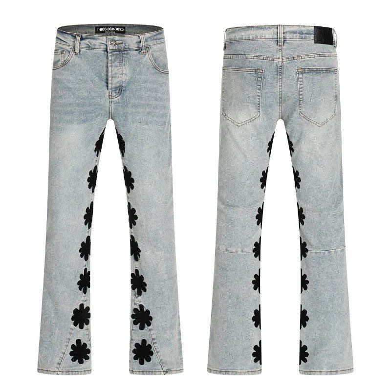 Unbranded Jeans Flared with floral side embroidery — 05