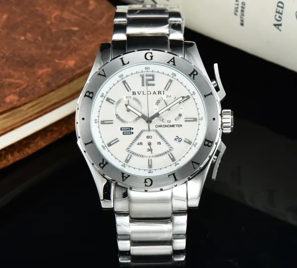 Bvlgari Chronograph White Dial Silver Steel Watch Watches - 1