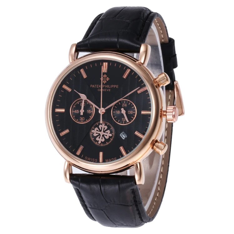 Patek Philippe Chronograph Black Dial Rose Gold Watch Watches