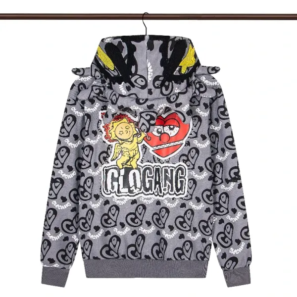 Design Glo Gang Hoodie Gray All-Over Print Graphic Hoodie - 1