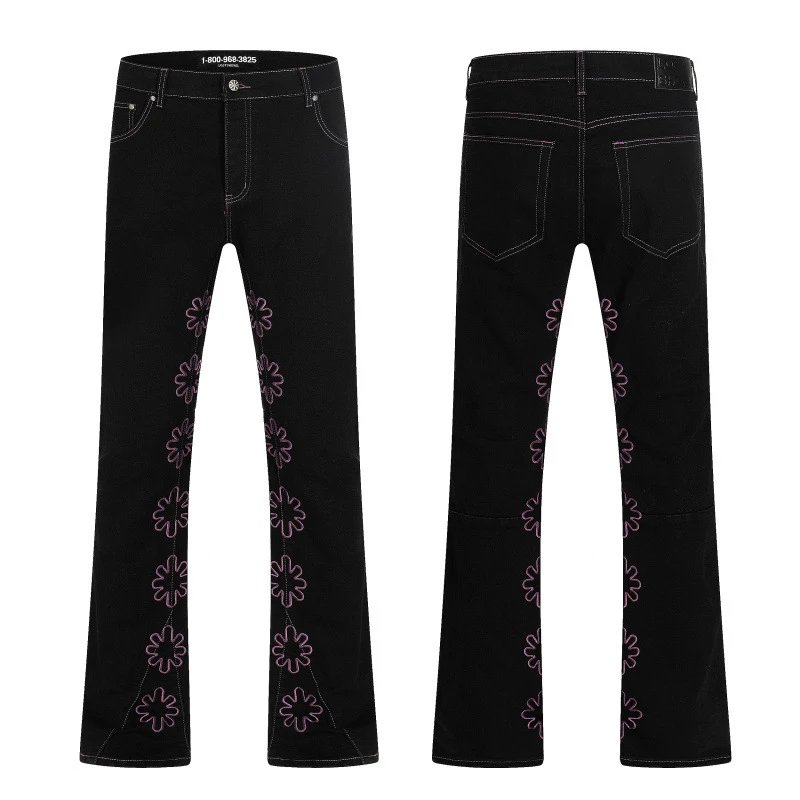 Unbranded Jeans Flared with floral side embroidery — 03
