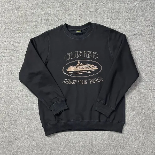 Corteiz Rules The World Black Graphic Hoodie - 1