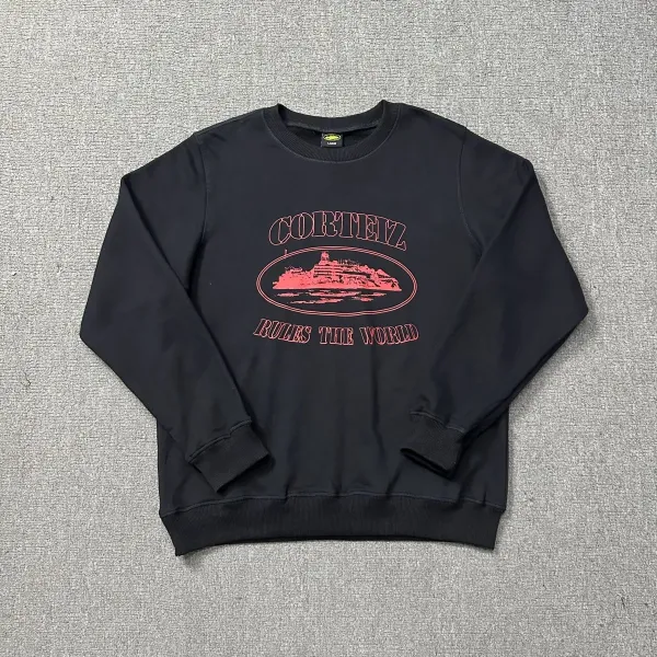 Corteiz Rules The World Black Graphic Hoodie - 1