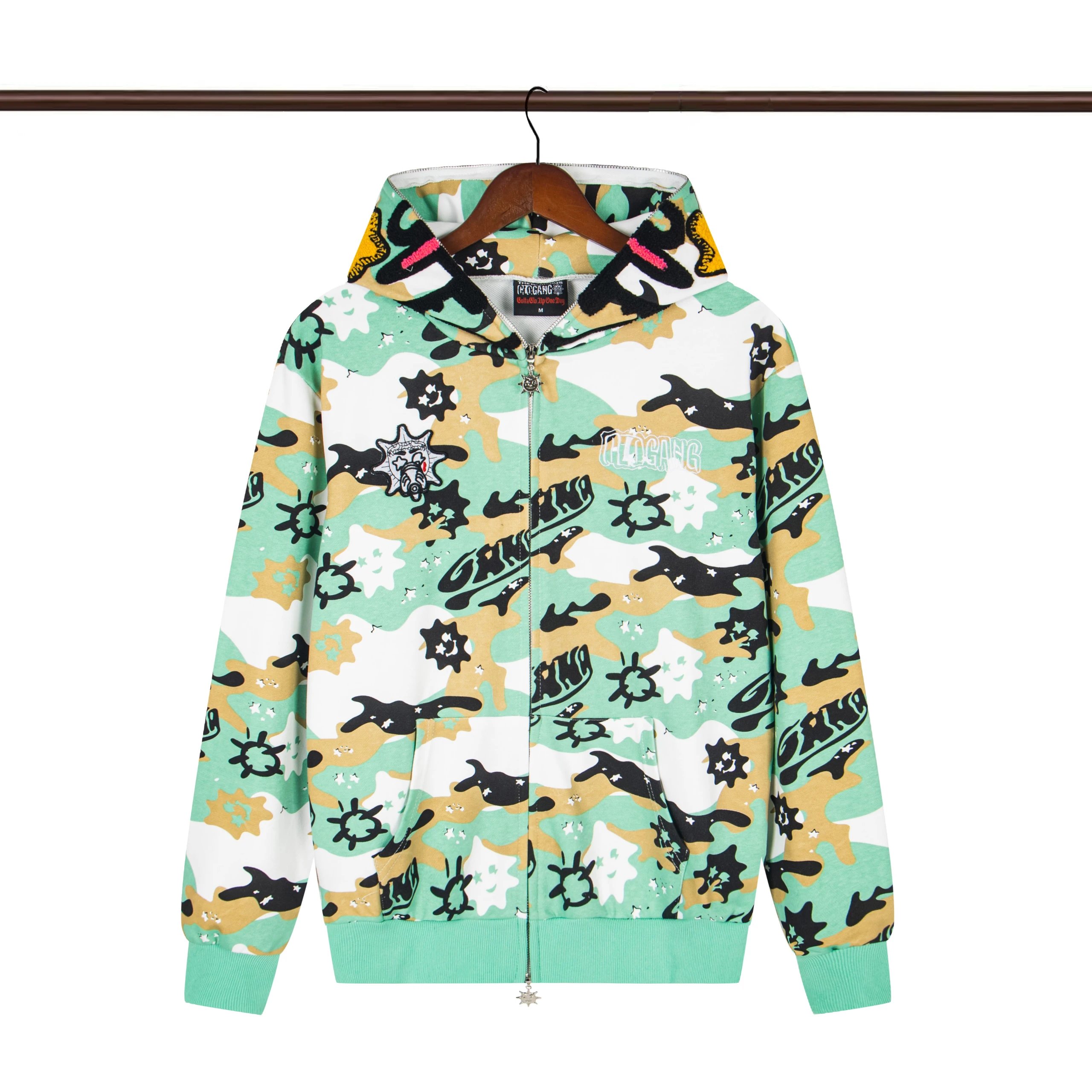 Design CIC Gang Camo Print Zip-Up Hoodie Multicolor Hoodie - 1