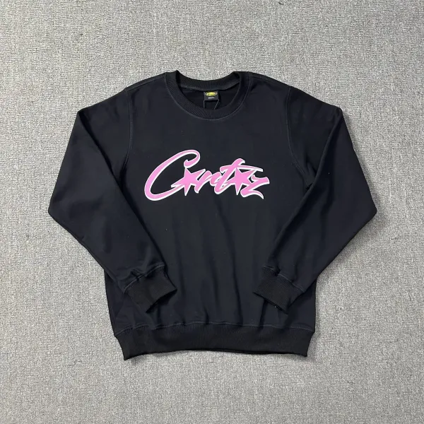 Corteiz Pink Script Black Hoodie - 1