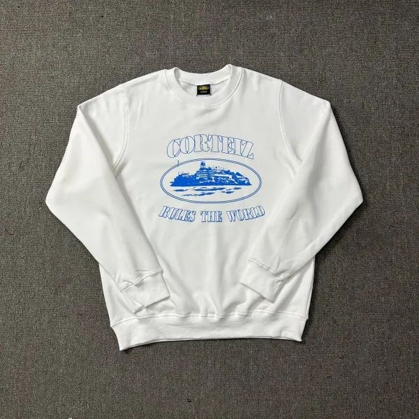 Corteiz Rules The World White Graphic Hoodie - 1