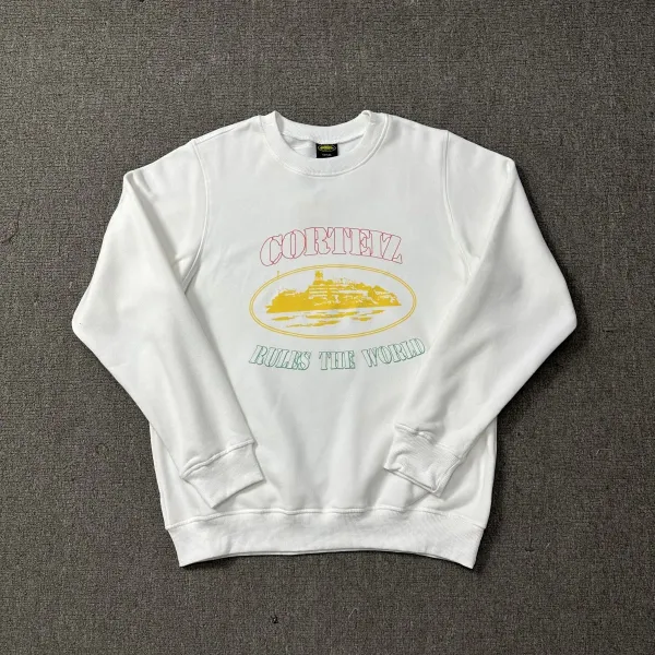 Corteiz Rules The World White Graphic Hoodie - 1