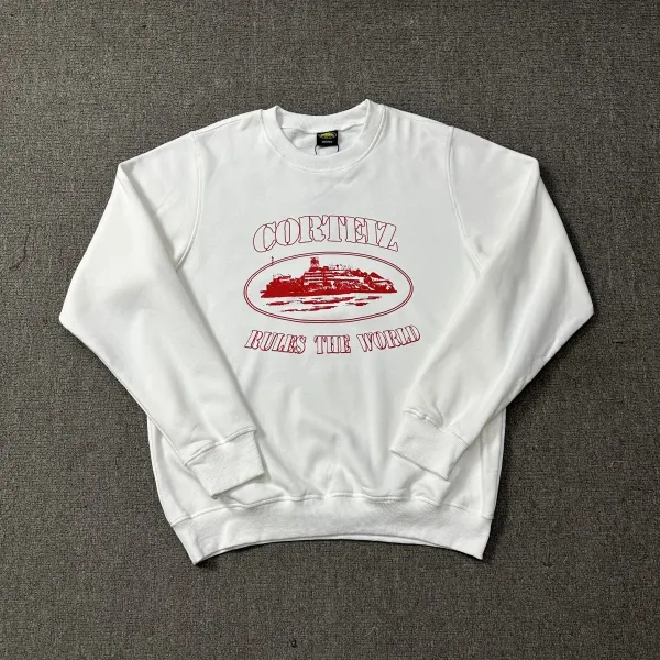 Corteiz Rules The World White Graphic Hoodie - 1