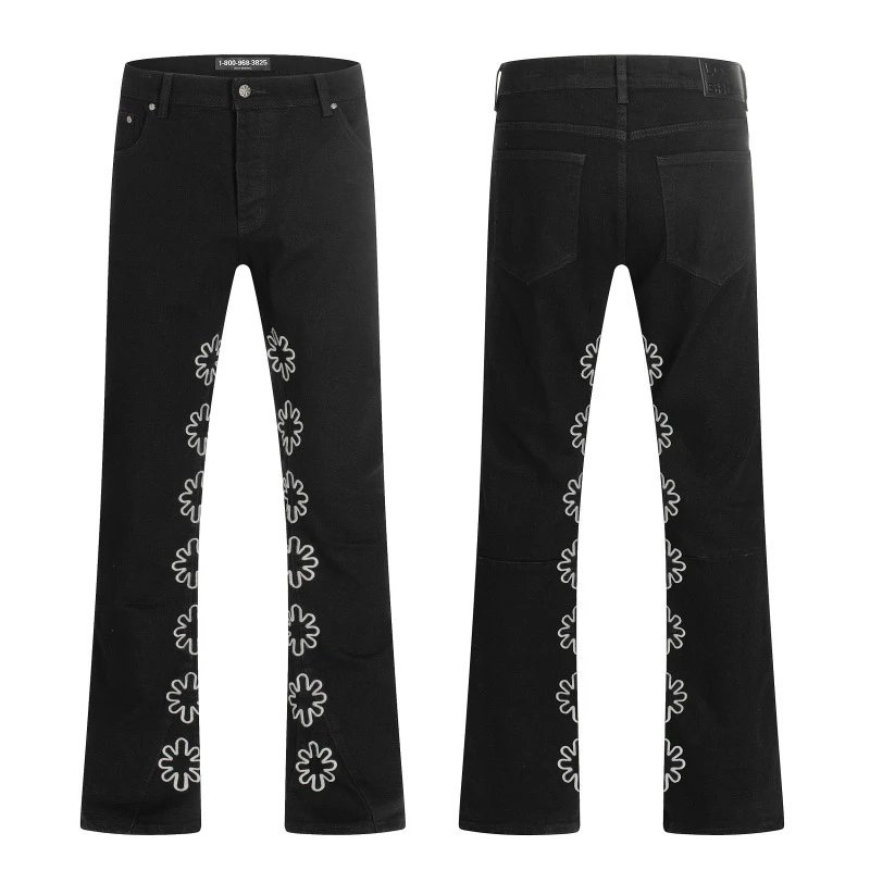 Unbranded Jeans Flared with floral side embroidery — 04