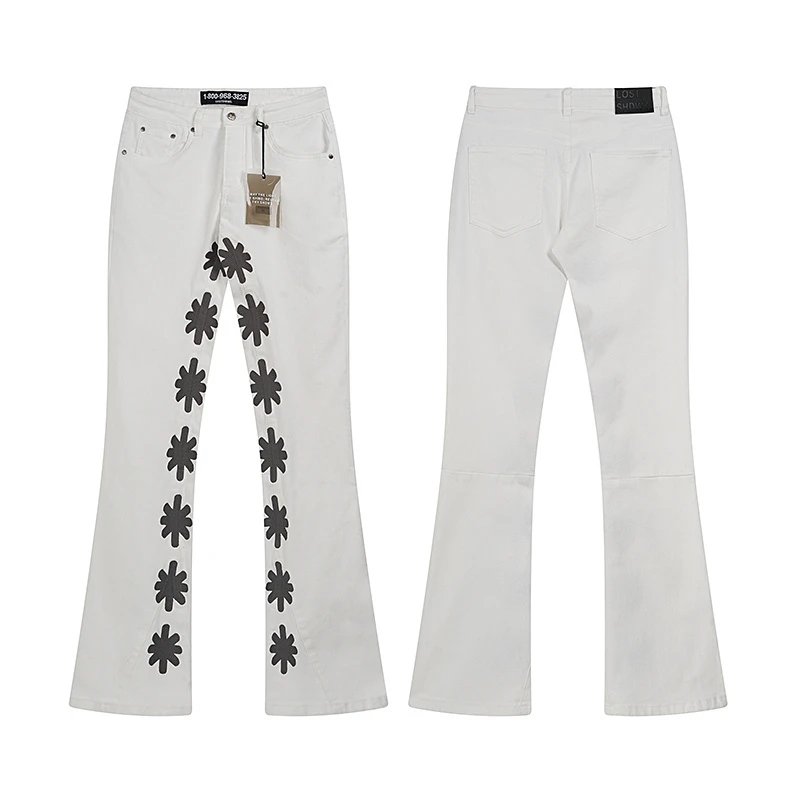 Unbranded Jeans Flared with floral side embroidery — 25