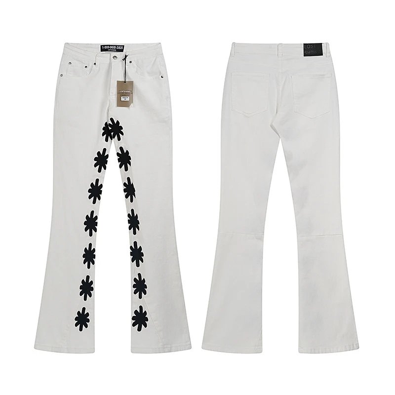 Unbranded Jeans Flared with floral side embroidery — 26