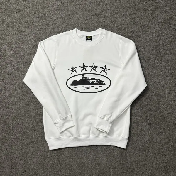 Design Four Stars Island Graphic White Hoodie - 1
