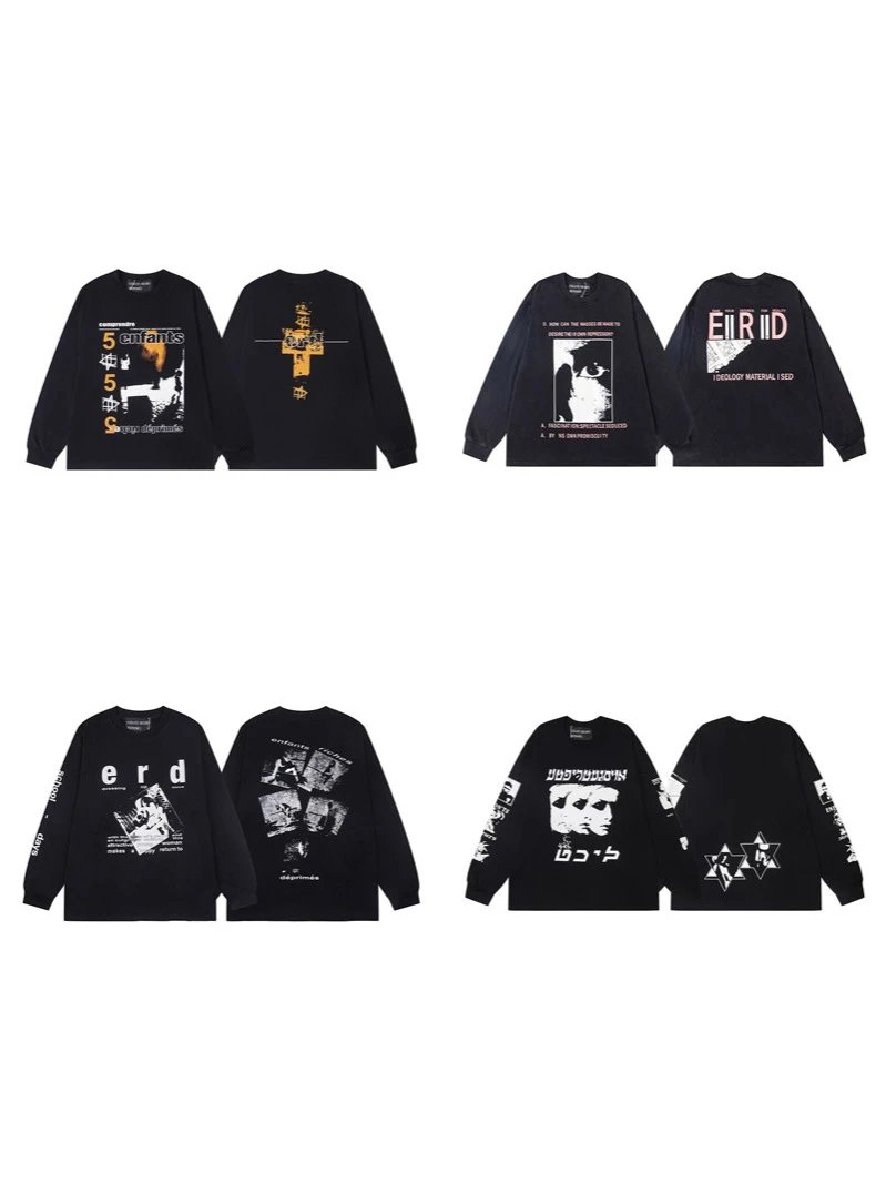 ERD 555 Cross Print Long Sleeve Tee