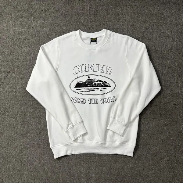 Corteiz Rules The World White Graphic Hoodie - 1