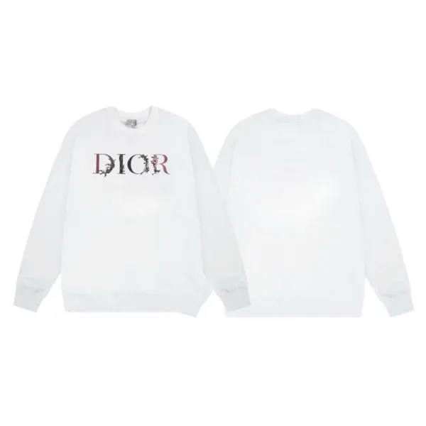 Dior Floral Logo White Hoodie - 1
