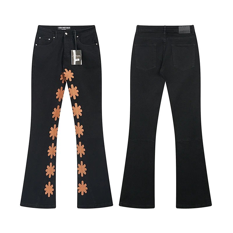 Unbranded Jeans Flared with floral side embroidery — 24