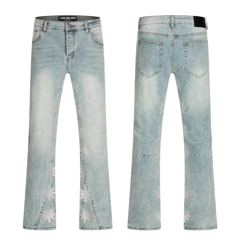 Unbranded Jeans Flared with floral side embroidery — 06