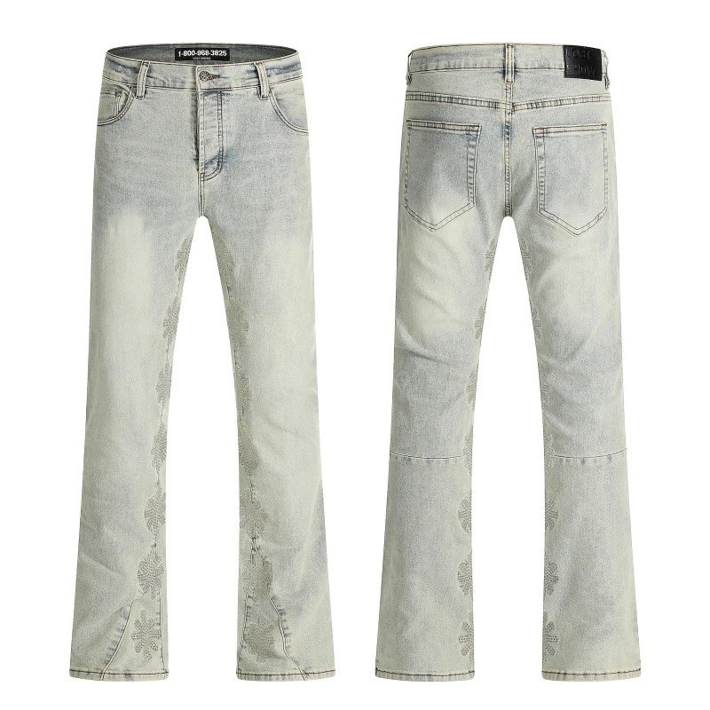 Unbranded Jeans Flared with floral side embroidery — 14