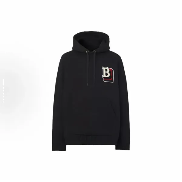 Balenciaga Logo Patch Hoodie Black - 1