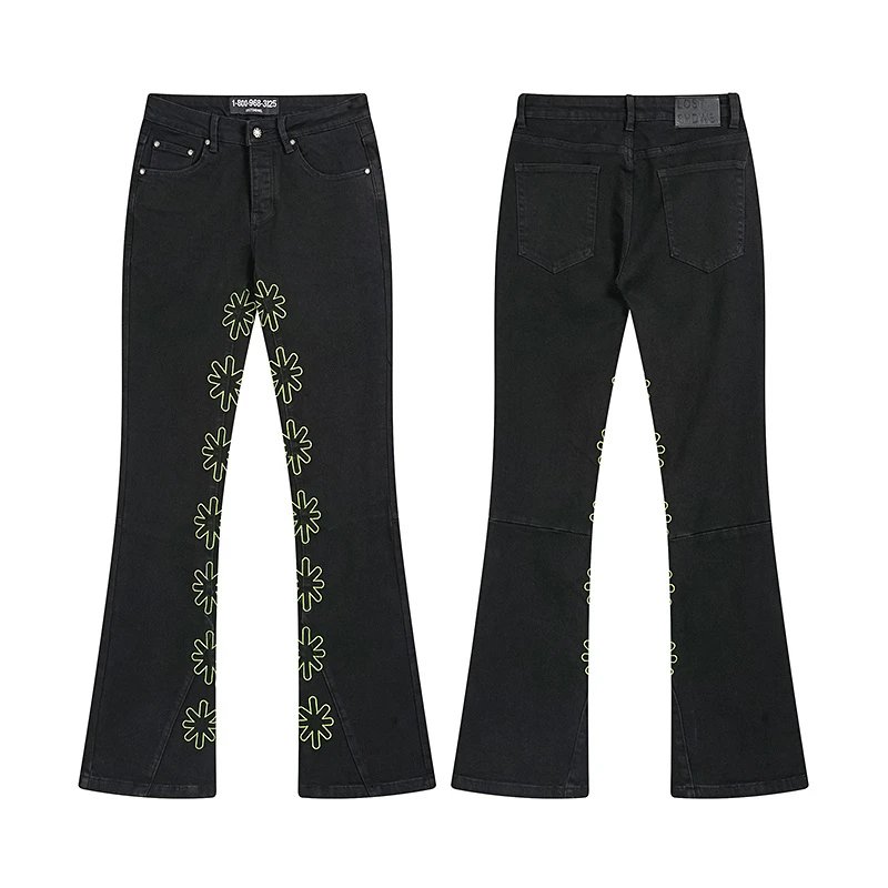 Unbranded Jeans Flared with floral side embroidery — 22
