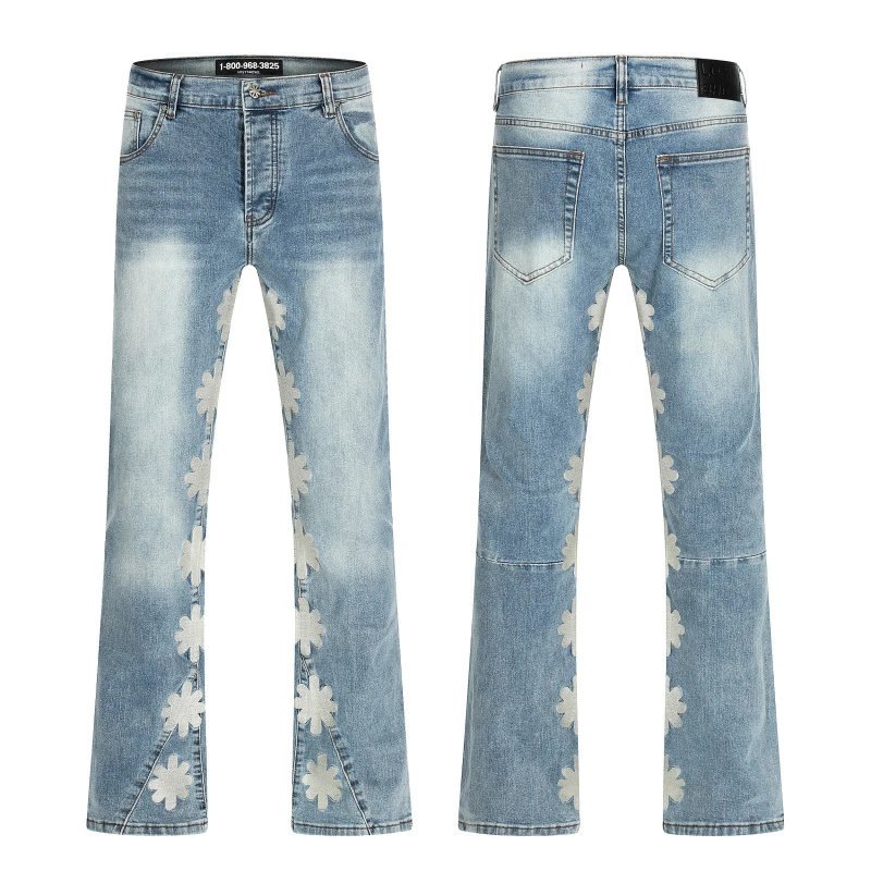 Unbranded Jeans Flared with floral side embroidery — 08