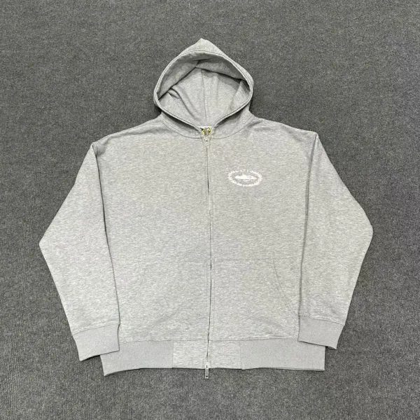 Design Zip-Up Hoodie Gray - 1