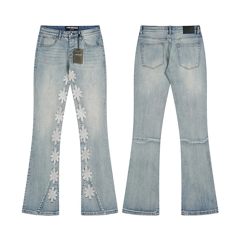 Unbranded Jeans Flared with floral side embroidery — 19