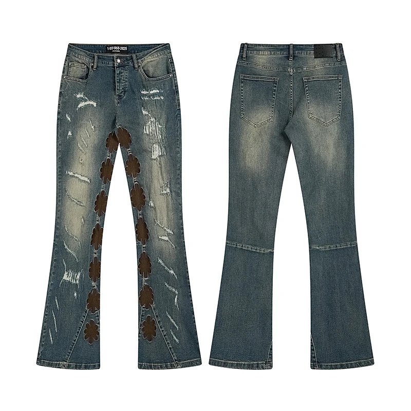 Unbranded Jeans Flared with floral side embroidery — 20