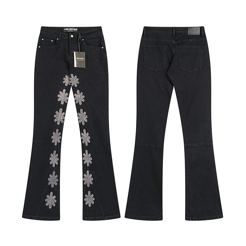 Unbranded Jeans Flared with floral side embroidery — 17