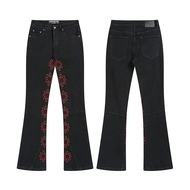 Unbranded Jeans Flared with floral side embroidery — 21
