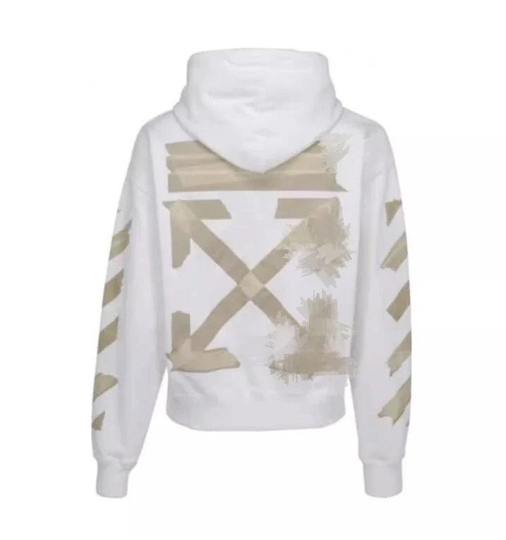 Off-White™ Off-White™ Classic Hoodie in White with Beige Arrow Pattern White