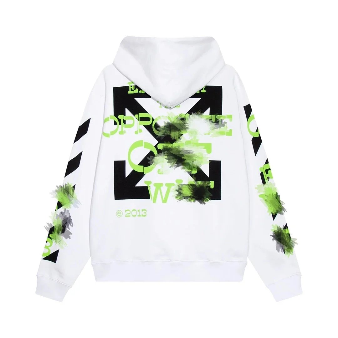 Off-White™ Off-White™ Graphic Hoodie in White with Green and Black Print White